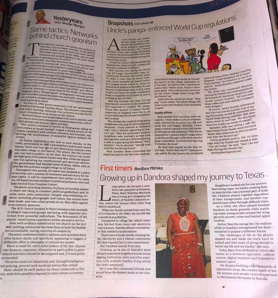 Newspaper feature: Growing up in Dandora shaped my journey to Texas
