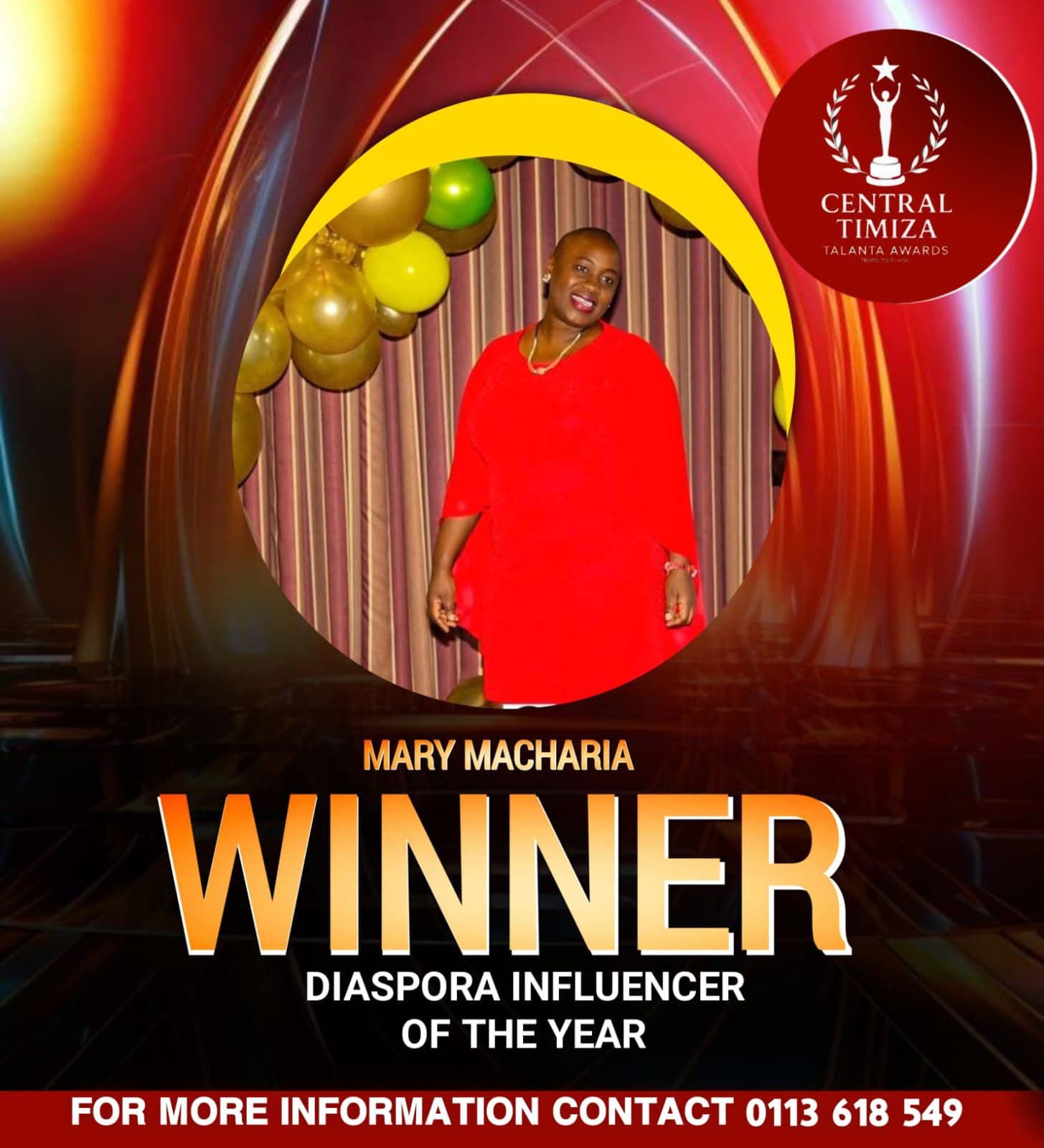 Central Timiza Talanta Awards winner announcement for Mary Macharia
