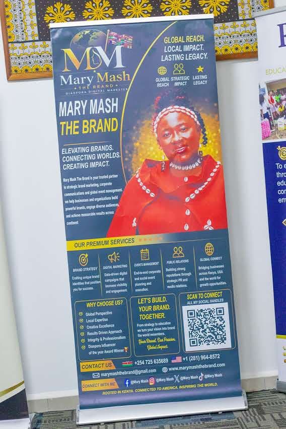 Mary Mash — The Brand roll-up banner at the venue entrance