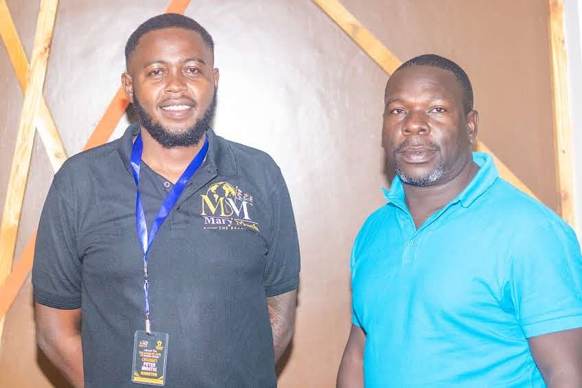 Two members of the Mary Mash crew in branded tees