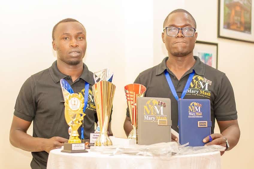 Trophies and a certificate presented at the ceremony