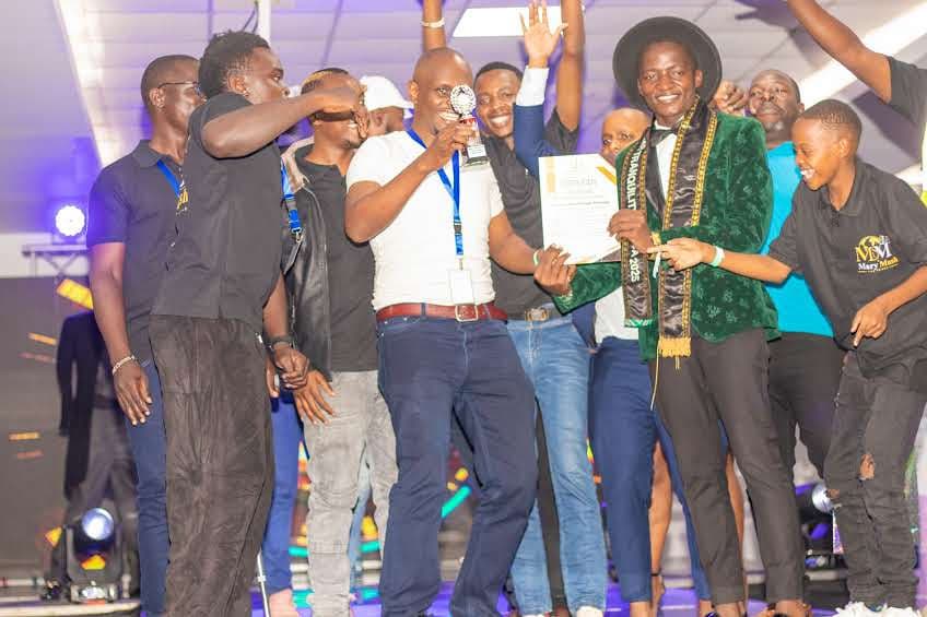 Winners celebrating together with their certificates