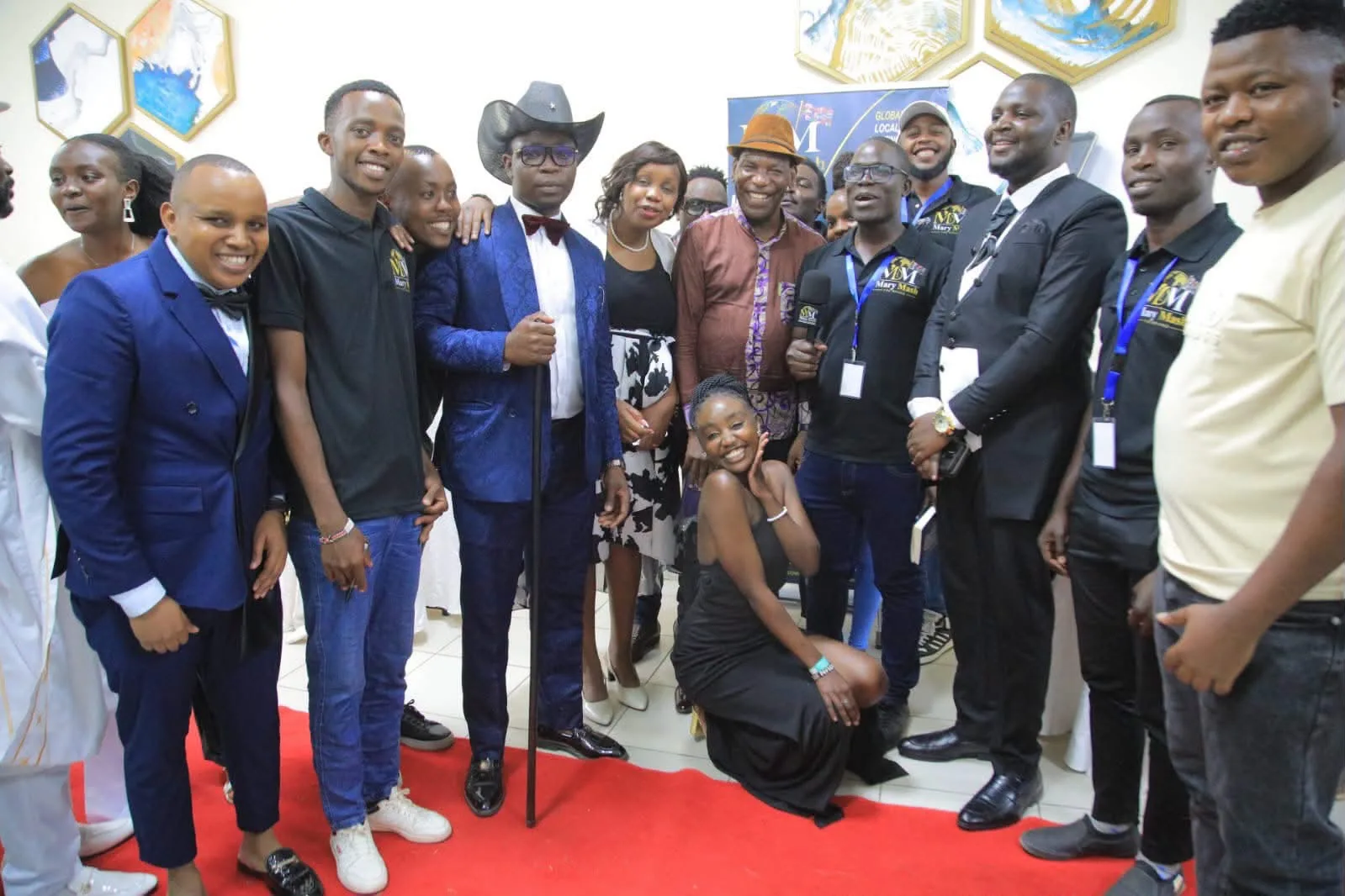 The Mary Mash crew with guests and the night’s host on the red carpet